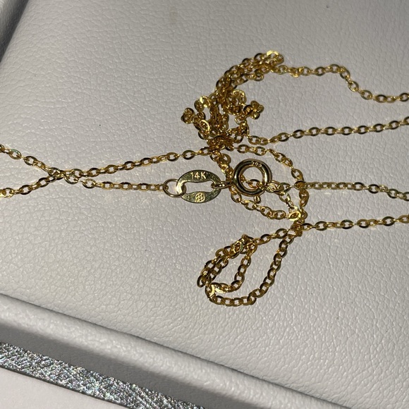 Solid 14K Yellow Gold Natural Diamond Solitaire XS Bezel Necklace Minimalist - Picture 8 of 13